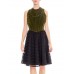 MORPHEW ATELIER  Green Silk Cotton Velvet Dress With Ruffled Tulle Skirt