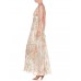 MORPHEW ATELIER Hand Painted Silk Lurex Fil Coupé  Chiffon Gown With Gold Chain Straps