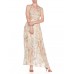 MORPHEW ATELIER Hand Painted Silk Lurex Fil Coupé  Chiffon Gown With Gold Chain Straps