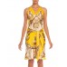 MORPHEW COLLECTION Yellow & Beige Silk Sagittarius Dress Made From Vintage Scarves