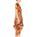 MORPHEW COLLECTION Brown & Orange Polyester Psychedelic Print Scarf Dress