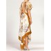 MORPHEW COLLECTION Pastel Earthtone Silk Backless Three- Scarf Dress