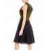 MORPHEW ATELIER  Green Silk Cotton Velvet Dress With Ruffled Tulle Skirt